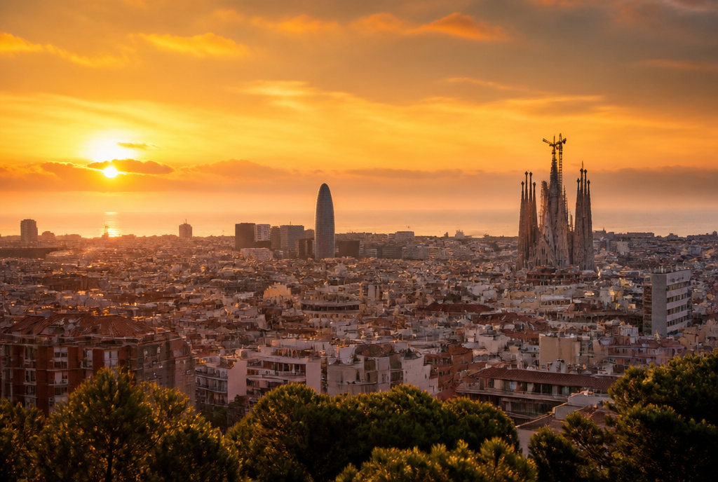 Skyline de Barcelona al atardecer, IPTV Barcelona