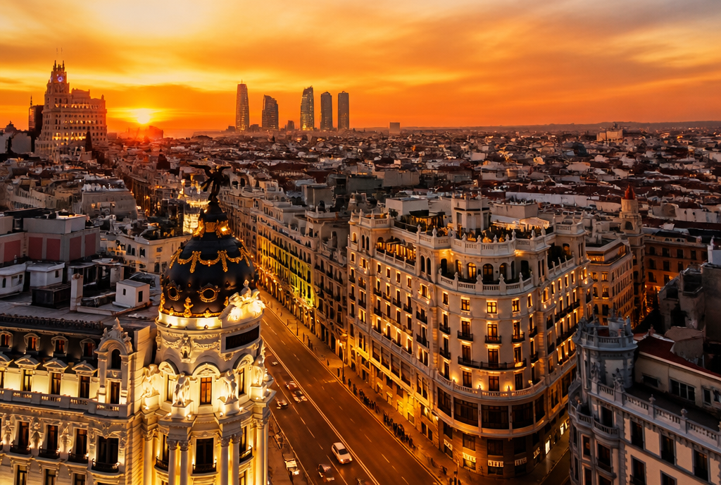 Skyline de Madrid al atardecer, IPTV Madrid